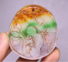 Load image into Gallery viewer, 10% OFF- Certified Natural MultiColor Jadeite Emerald Jade Handcarved GoldFish Pendant《Grade A》NO.C888