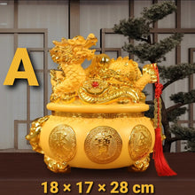 Load image into Gallery viewer, Chinese Feng Shui Good Fortune Wealth Gold Money Dragon Statue Home/Office Decor Sculpture Craft Living Room TV Cabinet Fortune Ornament Housewarming Gift
