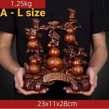 Load image into Gallery viewer, Chinese Feng Shui Good Fortune Wealth Gold Money Gourds Statue Home/Office Decor Sculpture Craft Living Room TV Cabinet Fortune Ornament Housewarming Gift