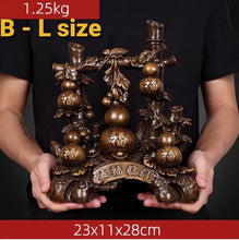 Load image into Gallery viewer, Chinese Feng Shui Good Fortune Wealth Gold Money Gourds Statue Home/Office Decor Sculpture Craft Living Room TV Cabinet Fortune Ornament Housewarming Gift