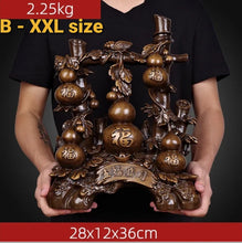 Load image into Gallery viewer, Chinese Feng Shui Good Fortune Wealth Gold Money Gourds Statue Home/Office Decor Sculpture Craft Living Room TV Cabinet Fortune Ornament Housewarming Gift