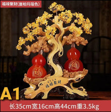 Load image into Gallery viewer, Chinese Feng Shui Good Fortune Wealth Lucky Gold Money Tree Gourds Statue Home/Office Decor Sculpture Craft Living Room TV Cabinet Fortune Ornament Housewarming Gift