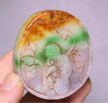 Load image into Gallery viewer, 10% OFF- Certified Natural MultiColor Jadeite Emerald Jade Handcarved GoldFish Pendant《Grade A》NO.C888
