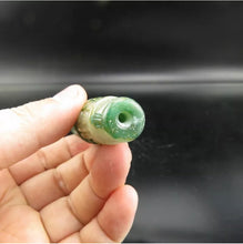 Load image into Gallery viewer, 10% OF- Certified Natural Icy Jadeite Emerald A*Jade Handcarved Hongshan Lucky Bead dZi Safety Pendant Y83