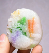 Load image into Gallery viewer, 10% OFF- Certified Natural MultiColor Jadeite Emerald Jade Handcarved Toad Beast Pendant《Grade A》NO.C888