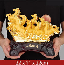 Load image into Gallery viewer, Chinese Feng Shui Good Fortune Wealth success 8 Running Horses Statue Home/Office Decor Sculpture Craft Living Room TV Cabinet Fortune Ornament Housewarming Gift