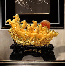 Load image into Gallery viewer, Chinese Feng Shui Good Fortune Wealth success 8 Running Horses Statue Home/Office Decor Sculpture Craft Living Room TV Cabinet Fortune Ornament Housewarming Gift