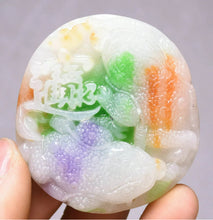 Load image into Gallery viewer, 10% OFF- Certified Natural MultiColor Jadeite Emerald Jade Handcarved Toad Beast Pendant《Grade A》NO.C888