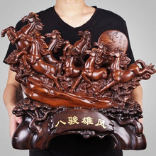 Load image into Gallery viewer, Chinese Feng Shui Good Fortune Wealth success 8 Running Horses Statue Home/Office Decor Sculpture Craft Living Room TV Cabinet Fortune Ornament Housewarming Gift