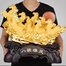Load image into Gallery viewer, Chinese Feng Shui Good Fortune Wealth success 8 Running Horses Statue Home/Office Decor Sculpture Craft Living Room TV Cabinet Fortune Ornament Housewarming Gift