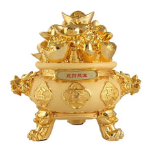 Load image into Gallery viewer, Chinese Feng Shui Good Fortune Money Gold Pot Statue Wealth Home/Office Decor Sculpture Craft Living Room TV Cabinet Fortune Ornament Housewarming Gift