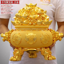 Load image into Gallery viewer, Chinese Feng Shui Good Fortune Money Gold Pot Statue Wealth Home/Office Decor Sculpture Craft Living Room TV Cabinet Fortune Ornament Housewarming Gift