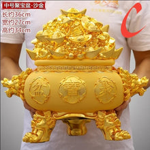 Load image into Gallery viewer, Chinese Feng Shui Good Fortune Money Gold Pot Statue Wealth Home/Office Decor Sculpture Craft Living Room TV Cabinet Fortune Ornament Housewarming Gift