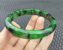 Load image into Gallery viewer, 10% OF- 57/58/59mm Certified Natural 3 Color Jadeite Emerald A*Jade HandCarved Lucky Bracelet Bangle GX641