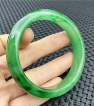 Load image into Gallery viewer, 10% OF- 57/58/59mm Certified Natural 3 Color Jadeite Emerald A*Jade HandCarved Lucky Bracelet Bangle GX641
