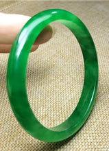 Load image into Gallery viewer, 10% OF- 57/58/59mm Certified Natural 3 Color Jadeite Emerald A*Jade HandCarved Lucky Bracelet Bangle GX641