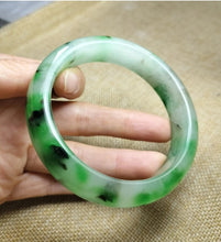 Load image into Gallery viewer, 10% OF- 57/58/59mm Certified Natural 3 Color Jadeite Emerald A*Jade HandCarved Lucky Bracelet Bangle GX641
