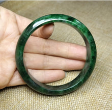 Load image into Gallery viewer, 10% OF- 57/58/59mm Certified Natural 3 Color Jadeite Emerald A*Jade HandCarved Lucky Bracelet Bangle GX641