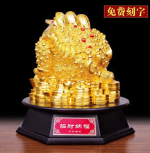 Load image into Gallery viewer, Chinese Feng Shui Good Fortune Wealth Lucky Gold Money Toad Statue Home/Office Decor Sculpture Craft Living Room TV Cabinet Fortune Ornament Housewarming Gift