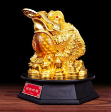 Load image into Gallery viewer, Chinese Feng Shui Good Fortune Wealth Lucky Gold Money Toad Statue Home/Office Decor Sculpture Craft Living Room TV Cabinet Fortune Ornament Housewarming Gift