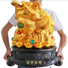 Load image into Gallery viewer, Chinese Feng Shui Good Fortune Wealth Lucky Gold Money Toad Statue Home/Office Decor Sculpture Craft Living Room TV Cabinet Fortune Ornament Housewarming Gift