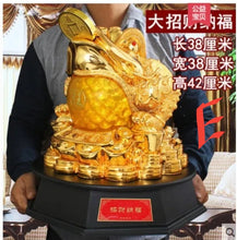 Load image into Gallery viewer, Chinese Feng Shui Good Fortune Wealth Lucky Gold Money Toad Statue Home/Office Decor Sculpture Craft Living Room TV Cabinet Fortune Ornament Housewarming Gift