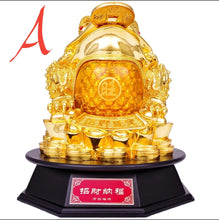 Load image into Gallery viewer, Chinese Feng Shui Good Fortune Wealth Lucky Gold Money Toad Statue Home/Office Decor Sculpture Craft Living Room TV Cabinet Fortune Ornament Housewarming Gift