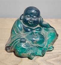 Load image into Gallery viewer, Chinese Feng Shui Good Fortune Wealth Amber Blessing Happy Buddha Statue Home/Office Decor Sculpture Craft Living Room TV Cabinet Fortune Ornament Housewarming Gift