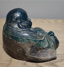 Load image into Gallery viewer, Chinese Feng Shui Good Fortune Wealth Amber Blessing Happy Buddha Statue Home/Office Decor Sculpture Craft Living Room TV Cabinet Fortune Ornament Housewarming Gift