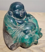 Load image into Gallery viewer, Chinese Feng Shui Good Fortune Wealth Amber Blessing Happy Buddha Statue Home/Office Decor Sculpture Craft Living Room TV Cabinet Fortune Ornament Housewarming Gift