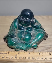 Load image into Gallery viewer, Chinese Feng Shui Good Fortune Wealth Amber Blessing Happy Buddha Statue Home/Office Decor Sculpture Craft Living Room TV Cabinet Fortune Ornament Housewarming Gift