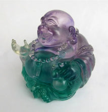 Load image into Gallery viewer, Chinese Feng Shui Good Fortune Wealth Amber Blessing Happy Buddha Statue Home/Office Decor Sculpture Craft Living Room TV Cabinet Fortune Ornament Housewarming Gift
