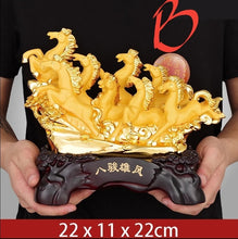 Load image into Gallery viewer, Chinese Feng Shui Good Fortune Wealth success 8 Running Horses Statue Home/Office Decor Sculpture Craft Living Room TV Cabinet Fortune Ornament Housewarming Gift