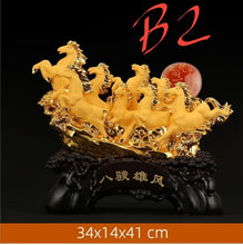 Load image into Gallery viewer, Chinese Feng Shui Good Fortune Wealth success 8 Running Horses Statue Home/Office Decor Sculpture Craft Living Room TV Cabinet Fortune Ornament Housewarming Gift