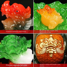Load image into Gallery viewer, Chinese Feng Shui Good Fortune Wealth Gold Dragon/Pixui/Lion/Brave Troop Gourd Cabbage Statue Home/Office Decor Sculpture Craft Living Room TV Cabinet Fortune Ornament Housewarming Gift