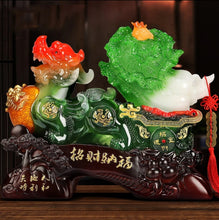 Load image into Gallery viewer, Chinese Feng Shui Good Fortune Wealth Gold Dragon/Pixui/Lion/Brave Troop Gourd Cabbage Statue Home/Office Decor Sculpture Craft Living Room TV Cabinet Fortune Ornament Housewarming Gift
