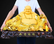 Load image into Gallery viewer, Chinese Feng Shui Good Fortune Wealth Blessing Fu Lu Shou 3 Gods of Wealth Craft Statue Home/Office Decor Sculpture Craft Living Room TV Cabinet Fortune Ornament Housewarming Gift
