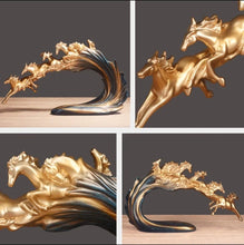 Load image into Gallery viewer, Chinese Feng Shui Good Fortune Wealth success 8 Running Horses Statue Home/Office Decor Sculpture Craft Living Room TV Cabinet Fortune Ornament Housewarming Gift