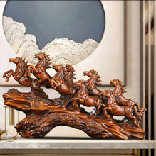 Load image into Gallery viewer, Chinese Feng Shui Good Fortune Wealth success 8 Running Horses Statue Home/Office Decor Sculpture Craft Living Room TV Cabinet Fortune Ornament Housewarming Gift