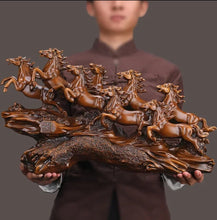 Load image into Gallery viewer, Chinese Feng Shui Good Fortune Wealth success 8 Running Horses Statue Home/Office Decor Sculpture Craft Living Room TV Cabinet Fortune Ornament Housewarming Gift