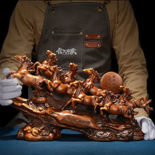 Load image into Gallery viewer, Chinese Feng Shui Good Fortune Wealth success 8 Running Horses Statue Home/Office Decor Sculpture Craft Living Room TV Cabinet Fortune Ornament Housewarming Gift