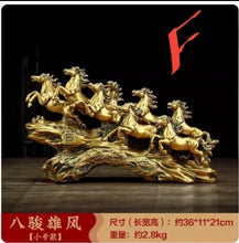 Load image into Gallery viewer, Chinese Feng Shui Good Fortune Wealth success 8 Running Horses Statue Home/Office Decor Sculpture Craft Living Room TV Cabinet Fortune Ornament Housewarming Gift