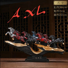 Load image into Gallery viewer, Chinese Feng Shui Good Fortune Wealth success 8 Running Horses Statue Home/Office Decor Sculpture Craft Living Room TV Cabinet Fortune Ornament Housewarming Gift