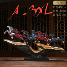 Load image into Gallery viewer, Chinese Feng Shui Good Fortune Wealth success 8 Running Horses Statue Home/Office Decor Sculpture Craft Living Room TV Cabinet Fortune Ornament Housewarming Gift
