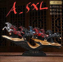 Load image into Gallery viewer, Chinese Feng Shui Good Fortune Wealth success 8 Running Horses Statue Home/Office Decor Sculpture Craft Living Room TV Cabinet Fortune Ornament Housewarming Gift