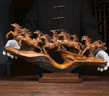 Load image into Gallery viewer, Chinese Feng Shui Good Fortune Wealth success 8 Running Horses Statue Home/Office Decor Sculpture Craft Living Room TV Cabinet Fortune Ornament Housewarming Gift