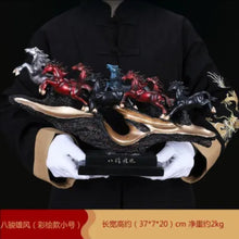 Load image into Gallery viewer, Chinese Feng Shui Good Fortune Wealth success 8 Running Horses Statue Home/Office Decor Sculpture Craft Living Room TV Cabinet Fortune Ornament Housewarming Gift