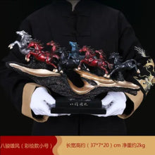 Load image into Gallery viewer, Chinese Feng Shui Good Fortune Wealth success 8 Running Horses Statue Home/Office Decor Sculpture Craft Living Room TV Cabinet Fortune Ornament Housewarming Gift