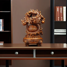 Load image into Gallery viewer, Chinese Feng Shui Wealth 360 Lucky Money Gold Pot Dragon Statue Home/Office Decor Sculpture Craft Living Room TV Cabinet Fortune Ornament Housewarming Gift