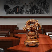 Load image into Gallery viewer, Chinese Feng Shui Wealth 360 Lucky Money Gold Pot Dragon Statue Home/Office Decor Sculpture Craft Living Room TV Cabinet Fortune Ornament Housewarming Gift